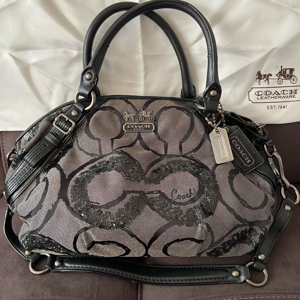 COACH Signature Logo Satchel with Sequins